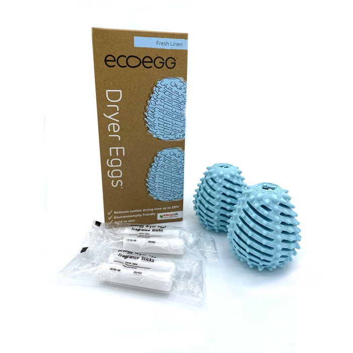 Ecoegg kuivausmunat nopeuttaa kuivumista kuivausrummussa. Pehmentää pyykin.